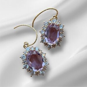 Princess Pink Halo Earrings • Oval Sparkle Drops